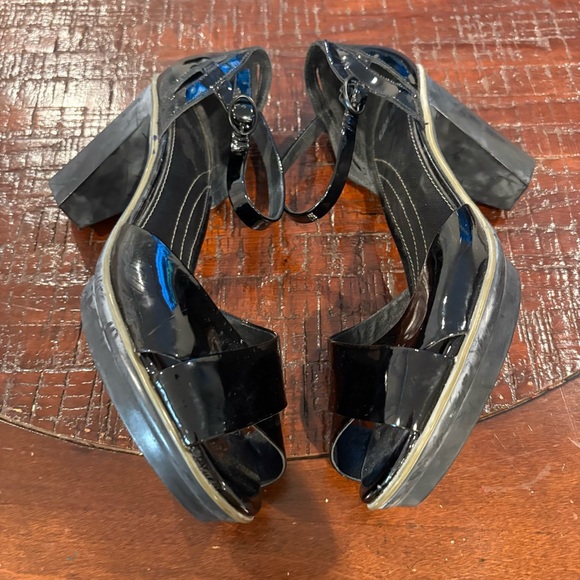 3572 Camper Bianca Black Heeled Sandals Cris Cross Detail Sz 10 - Picture 3 of 7